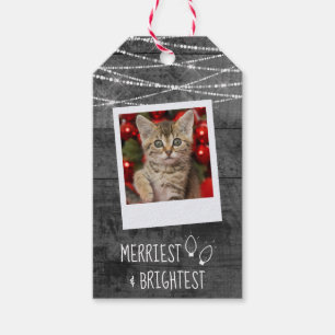 Monochrome Weihnachtsleuchten Rustikales zweiseiti Geschenkanhänger