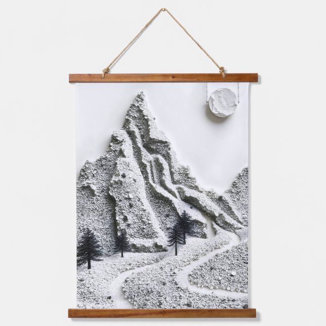 Monochrome Winter Wandteppich Mit Holzrahmen (Vorderseite)