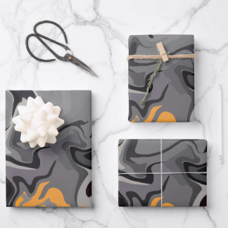 Monochrome Wirbel mit fiery Highlights Geschenkpapier Set