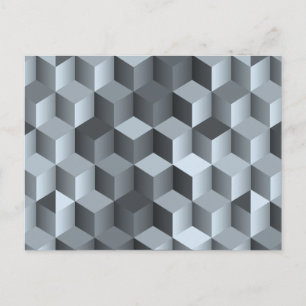 Monochromes 3D-Würfeldesign Postkarte