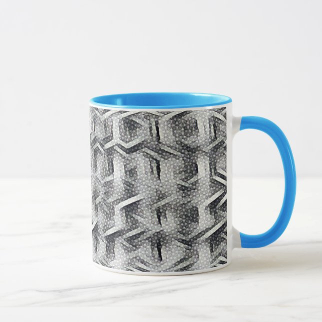 Monochromes abstraktes geometrisches Muster 1279 Tasse (Rechts)