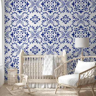 Monochromes Azulejo-Fliesenmuster Tapete