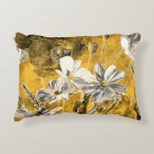 Monochromes Blumen-Watercolor-Mohn-Muster Dekokissen