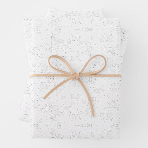 Monochromes Blumenmuster – Elegante nahtlose Kunst Geschenkpapier Set