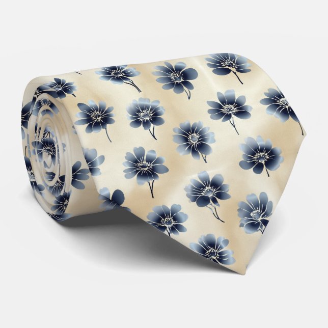 Monochromes Blumenmuster mit Farbverlauf Krawatte (Gerollt)