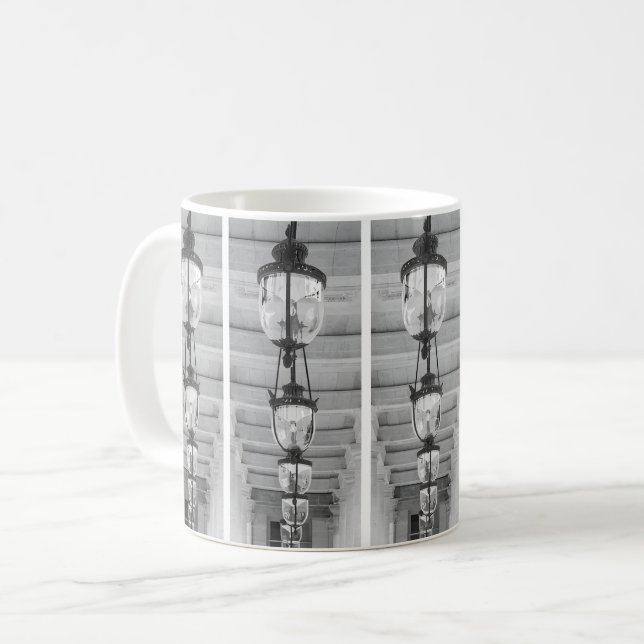 Monochromes Gedankenmuster Kaffeetasse (Vorderseite Links)