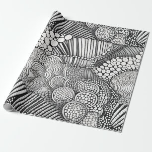Monochromes geometrisches abstraktes Linienkunstmu Geschenkpapier