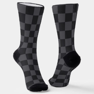 Monochromes Grau-Schwarz-Kroatisches Schachbrettmu Socken