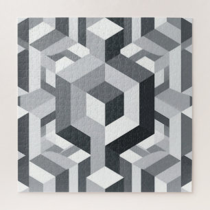 Monochromes isometrisches Würfelmuster Puzzle