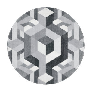 Monochromes isometrisches Würfelmuster Schneidebrett