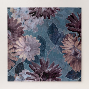 Monochromes Lila: Florales Wasserfarbe-Nahtlosmust Puzzle
