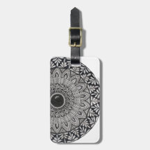 Monochromes Mandala-Design-Gepäckanhänger