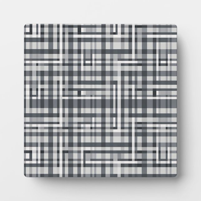 Monochromes Pixel-Check-Muster Fotoplatte (Vorderseite)