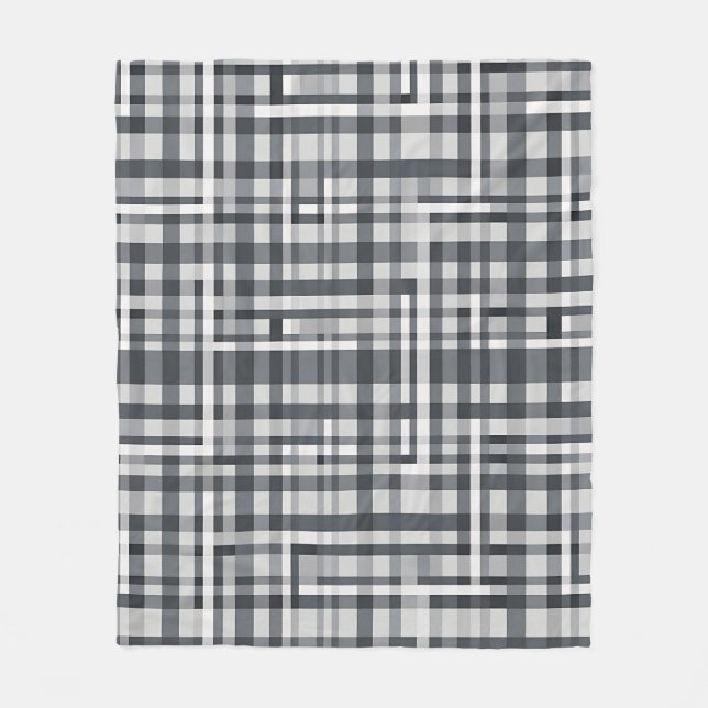 Monochromes Pixel-Kontrollgeometrisches Muster Fleecedecke (Vorderseite)
