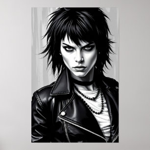 Monochromes Rebel-Glam-Rock-Spirit-Plakat Poster