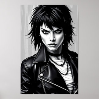 Monochromes Rebel-Glam-Rock-Spirit-Plakat Poster