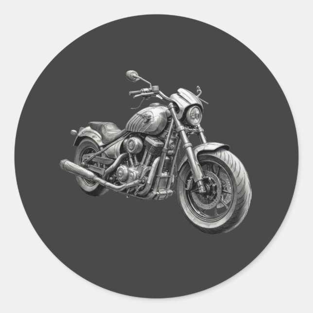 Monochromes Retro-Cruiser-Motorrad Runder Aufkleber (Vorderseite)