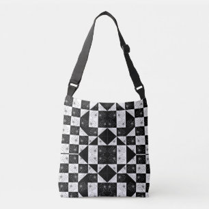 Monochromes Schachbrett- und florales Glamour-Must Tragetaschen Mit Langen Trägern