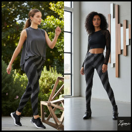Monochromes Schwarz-Grau-Diagonal-Glitch-Streifenm Leggings