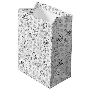 Monochromes Schwarz-Weiß-Muster mit geometrischen Mittlere Geschenktüte