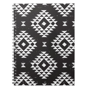 Monochromes Stammes-Ethno-Nahtlosmuster Notizblock