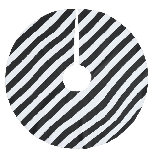 Monochromes Streifendesign Polyester Weihnachtsbaumdecke (Vorderseite)