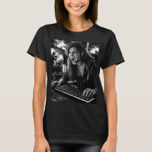 Monochromes T-Shirt mit dem Porträt eines wütenden