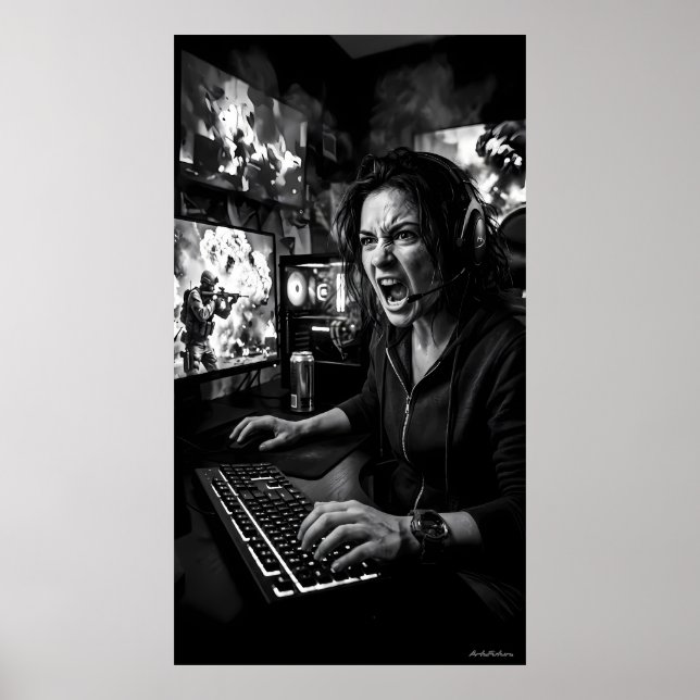 Monochromes Total-Rage-Gaming-Room-Poster Poster (Vorne)