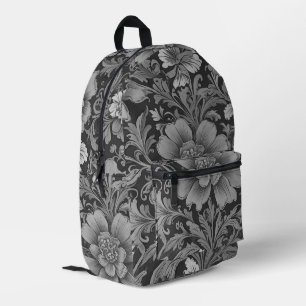 Monochromes Vintage-Blumenmuster Bedruckter Rucksack