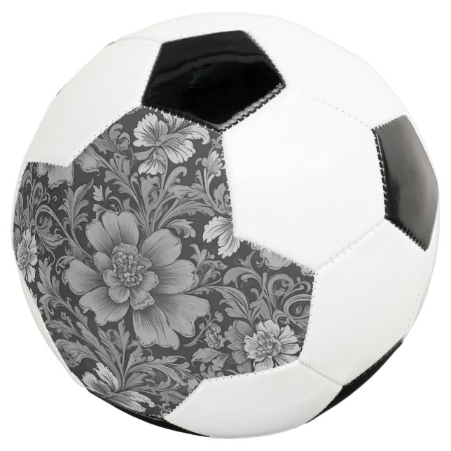 Monochromes Vintage-Blumenmuster  Fußball (Dreiviertel)