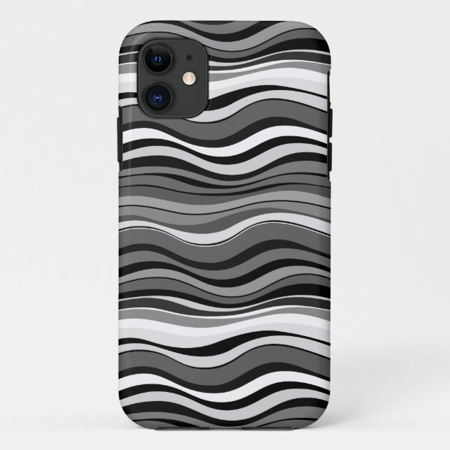 Monochromes Wellenmuster Case-Mate iPhone Hülle (Rückseite)