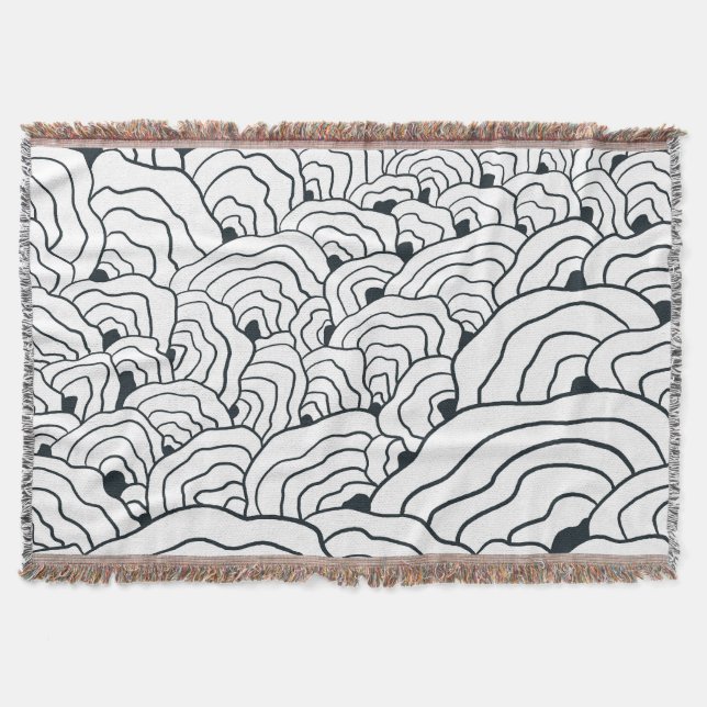 Monochromes Wellenmuster, moderne abstrakte Linien Decke (Vorderseite)