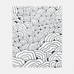 Monochromes Wellenmuster, moderne abstrakte Linien Fleecedecke