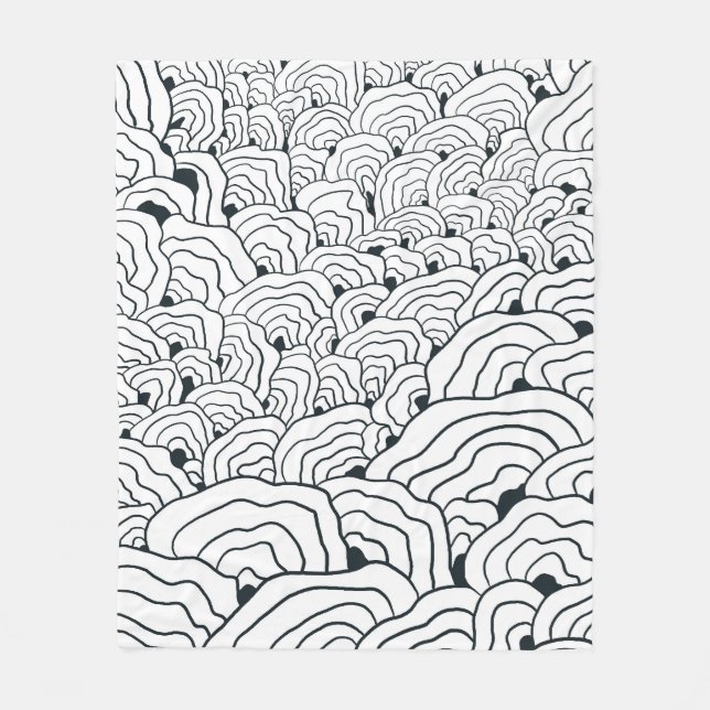 Monochromes Wellenmuster, moderne abstrakte Linien Fleecedecke (Vorderseite)
