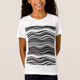 Monochromes Wellenmuster T-Shirt