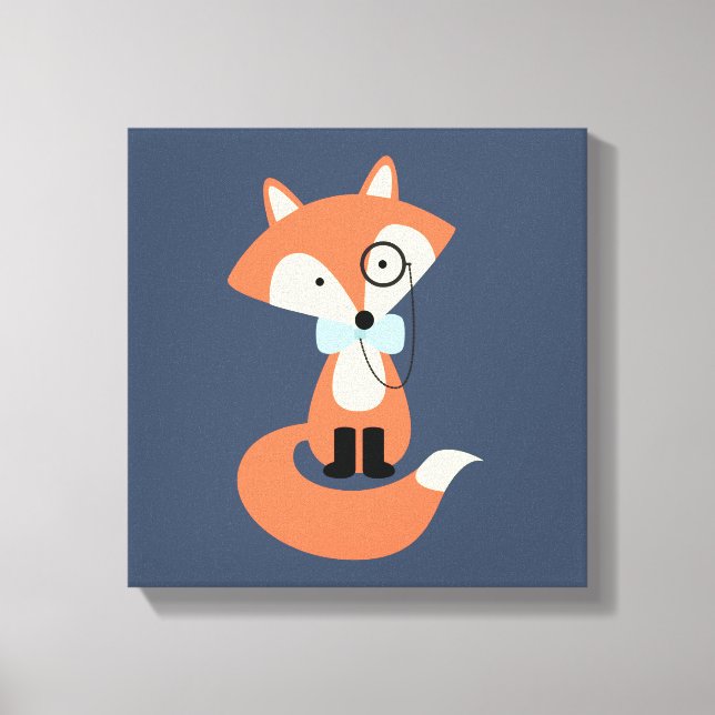 Monocle Hipster Red Fox Leinwanddruck (Vorderseite)