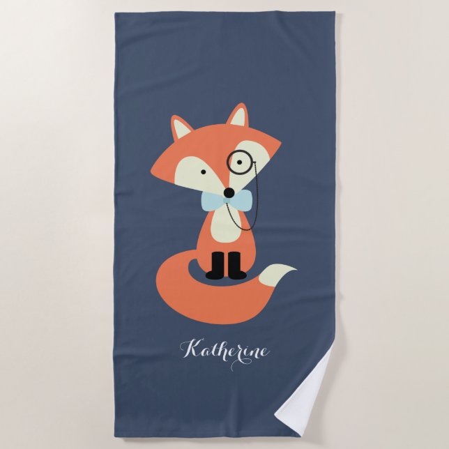 Monocle Hipster Red Fox Strandtuch (Vorderseite)