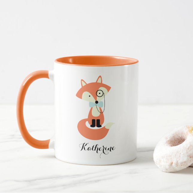 Monocle Hipster Red Fox Tasse (Mit Donut)