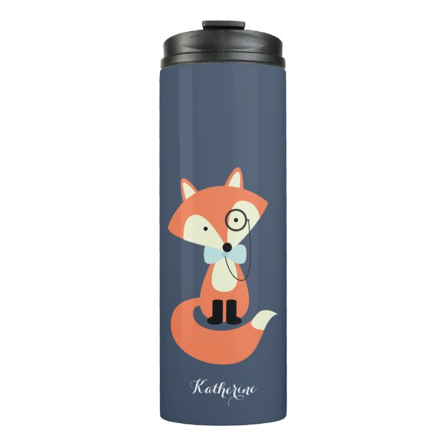 Monocle-Hipsterroter Fox Thermosbecher (Vorderseite)