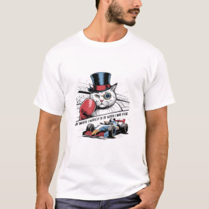 Monocle-Katze mit Boxhandschuh und F1-Rennwagen Lu T-Shirt