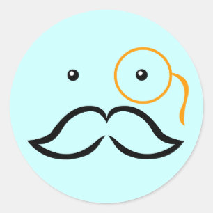 Monocle und Mustache Runder Aufkleber