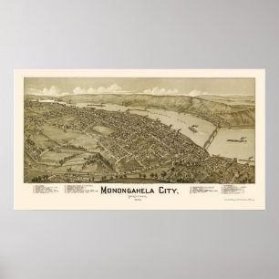 Monogahela Stadt, panoramische Karte PAs - 1902 Poster