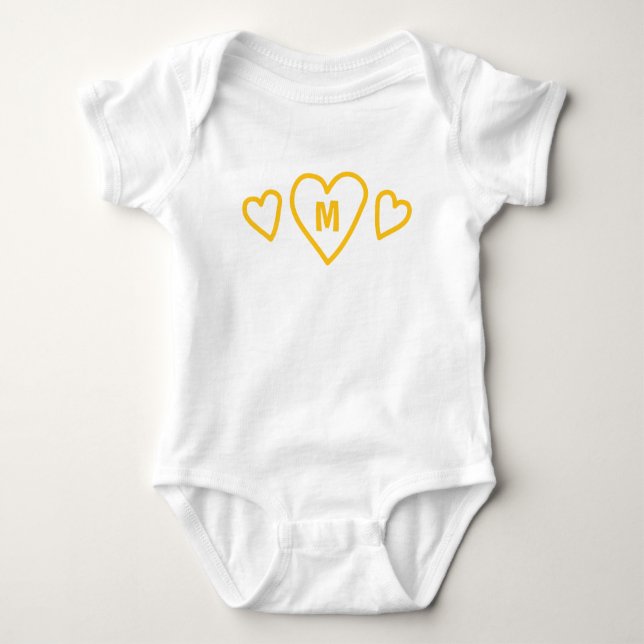 Monogam Yellow Hearts  Baby Strampler (Vorderseite)
