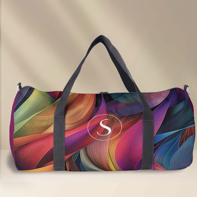 Monogmatisches, bunt gefärbtes abstraktes Muster Duffle Bag (Vivid colorful modern abstract pattern large duffel bag.)