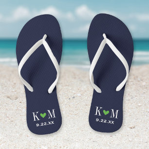 Monografie der Hochzeiten von Navy und Green Flip Flops