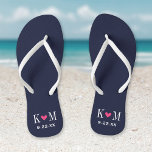 Monografie der Hochzeiten von Navy und Pink Flip Flops<br><div class="desc">Maßgeschneiderte gedreht Flop-Sandalen personalisiert mit einem niedlichen Herz und Ihre Monogramm-Initialen und Hochzeitstermin. Klicken Sie auf Anpassen,  um Schriftart und Farben zu ändern oder eigene Bilder hinzuzufügen,  um ein einzigartiges Design zu erstellen!</div>