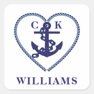 Monografie der Hochzeitsszeiten der modernen Navy Quadratischer Aufkleber