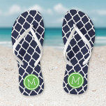 Monografie der marokkanischen Marine und der marok Flip Flops<br><div class="desc">Maßgeschneiderte,  bedruckte Flop-Sandalen mit einem stilvollen marokkanischen Quartrefolienmuster und einem eigenen Monogramm oder einem anderen Text in einem Kreisrahmen. Klicken Sie auf Anpassen,  um Schriftart und Farben zu ändern oder eigene Bilder hinzuzufügen,  um ein einzigartiges Design zu erstellen!</div>