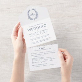 Monografie der ovalen ovalen Blätter Hochzeiten All In One Einladung