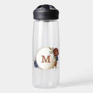 Monografie der Terracotta navy blume blumengrün Trinkflasche